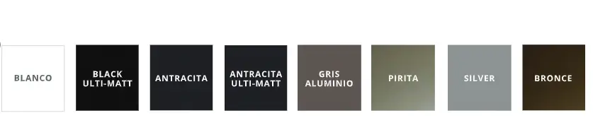 colores disponibles en ventanas de PVC Avatara como blanco, antracita, gris aluminio y bronce